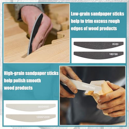 Honoson 20 Pcs Sanding Sticks for Plastic Models 3D Print Polishing Sticks Assorted Metal and Wood Sanding Tools Accessory for Model Craft Amateur Beginner(Low Grits and High Grits,Moon Style) - style: Moon Style