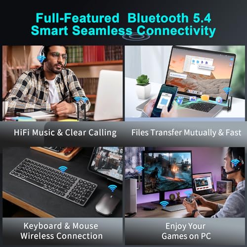 USB Bluetooth 5.4 Adapter for PC Laptop, Long Range 492FT Wireless Dongle Adaptor for Windows 11 10 8.1 7 Desktop, Plug and Play Bluetooth Mouse Keyboard Headphones Speaker Game Controller - style: BT5.4-BT11
