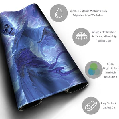 MTG Playmats(Stitched) 14x24in Compatible for OCG CCG RPG TCG Playmats with Card Zones Storage Bag (Carnival Skeleton-No Zone) - color: Carnival Skeleton-no Zone