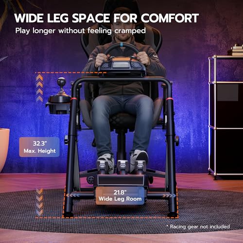 ARES WING Foldable Sim Racing Wheel Stand with Chair Fixing Slot | Formula & GT Racing Simulator Cockpit Compatible with Fanatec Thrustmaster Logitech Moza Racing Games for PS5 PS4 Xbox and PC - size: Stand with Chair Fixing