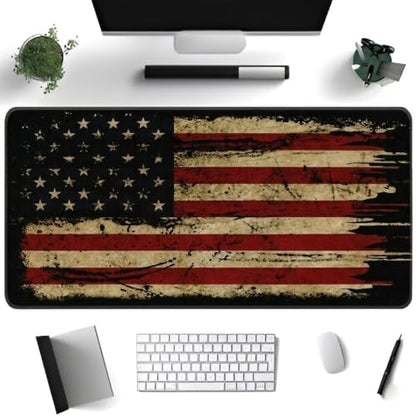 Desk Mat Gaming Mouse Pads – Antique USA Flag, X-Large 31.50 x 15.75 Inch Extended Gaming Mouse Pad, Large Desk Mat, Non-Slip Backing with Ultra-Smooth Surface for Gaming, Office & Home Desk - color: Antique Usa Flag, size: X-Large