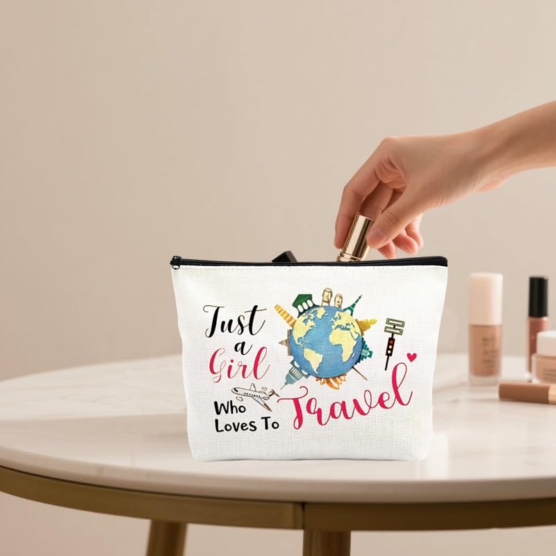 Travel Makeup Toiletry Bag for Women Girl Traveler Cosmetics Bag Bon Voyage Gift for Flight Attendant Jcat a Girl Who Loves to Makeup Bag Travel Accessory Supply Skincare Cosmetics Pouch - color: Airplane