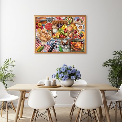 1000 Piece Jigsaw Puzzle for Adults, Spring Picnic Food Puzzle | Colorful Picnic and Gourmet Feast Puzzle with Fruits, Bread, Drinks and More, Challenging Family Activity, 26.65 x 19.25 in - color: Plentiful Picnic