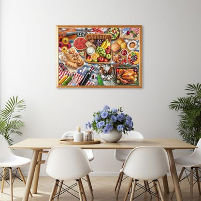 1000 Piece Jigsaw Puzzle for Adults, Spring Picnic Food Puzzle | Colorful Picnic and Gourmet Feast Puzzle with Fruits, Bread, Drinks and More, Challenging Family Activity, 26.65 x 19.25 in - color: Plentiful Picnic