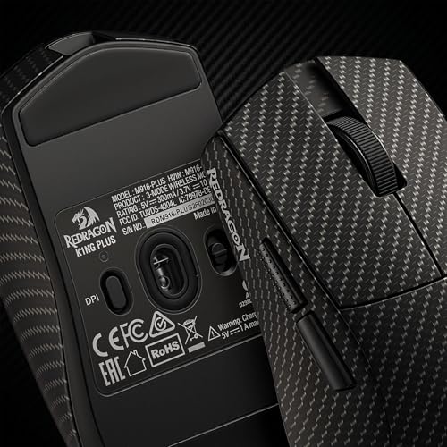 Redragon M916 Plus Carbon Fiber Tri-Mode Gaming Mouse, 49G Ultra-Light 45K DPI Mouse w/Ergonomic Natural Grip Build, Full Programmable Buttons, Software Supports DIY Keybinds & DPI - color: Carbon Fiber, style: 1K Hz