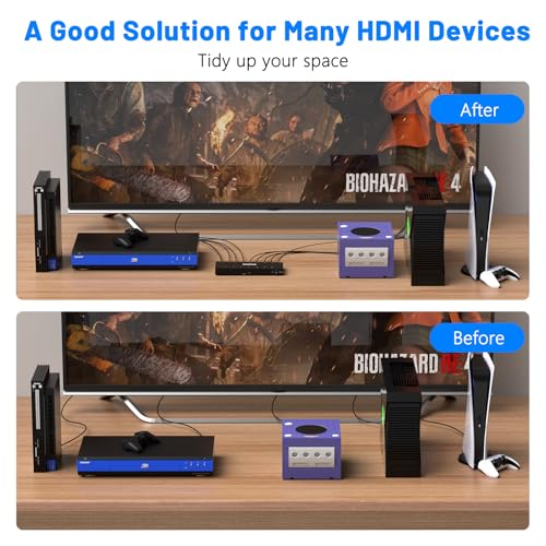 HDMI Switch 7 in 1 Out 4K@60Hz, 7 Port HDMI Switcher Selector Support HDR & HDCP 2.2 & Full 3D Compitable with Nintendo Switch,Xbox PS5/4,Fire Stick,Roku,Apple TV for Gaming & Home Entertainment - size: 4K@60Hz 7 in 1 Out HDMI Switch
