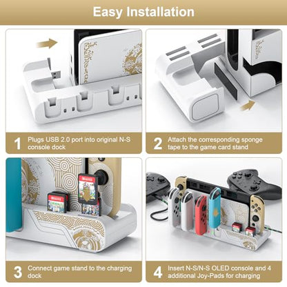 Switch Controller Charging Dock Compatible with Nintendo Switch OLED-The Legend of Zelda: Tears of The Kingdom Edition ＆ Switch Model Joycon, Switch Charging Station for 6 Joycons, Game Storage Stand - color: Tears of the Kingdom Edition
