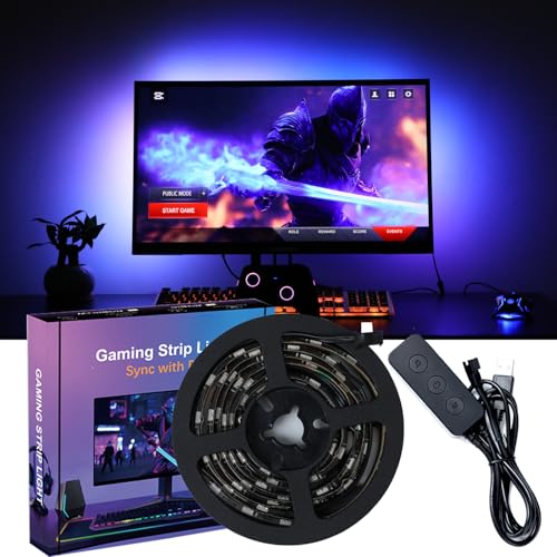 Gaming Lighting Sync PC Backlight 16 Million Color USB Powered RGB IC LED Strip for Gaming Room Decor, Smart LED Lights for Monitors with Color (for 34" PC) - size: for 34"PC
