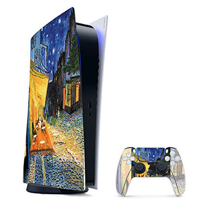 MightySkins Gaming Skin for PS5 / PlayStation 5 Digital Edition Bundle - Cafe Terrace at Night | Protective Viny wrap | Easy to Apply | Made in The USA - color: Cafe Terrace At Night, size: PS5 Digital Edition Bundle
