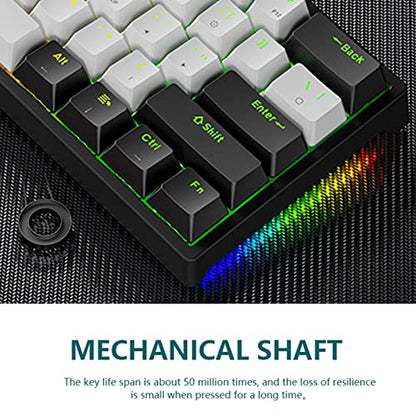 61 Keys Backlight Gaming Keyboard 60 Percent Mechanical Keyboard with Blue Switches for Windows Pc Gaming Keyboards Wired Light Up Mini Keyboards Birthday Gifts