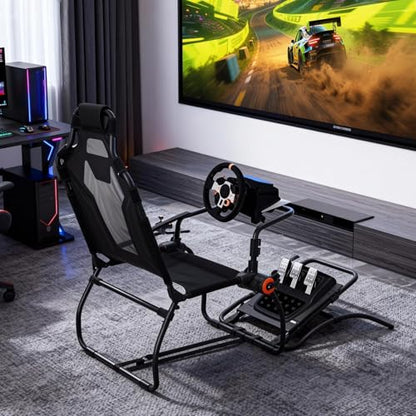 Foldable Sim Racing Rig | Heavy-Duty Carbon Steel Racing Wheel Frame Fits Logitech & All Top Gaming Steering Wheel Brands - size: 59.5x33.9x44.5 Inch
