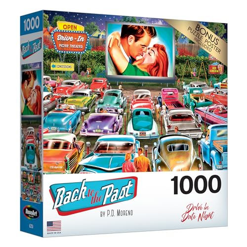 RoseArt - Back to The Past - Drive in Date Night - 1000 Piece Jigsaw Puzzle for Adults - style: Drive-In Date Night