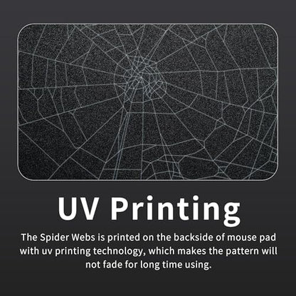 XVX Glass Mouse Pad for Gaming, Black Spider Webs Hard Gaming Mousepad, Professional Large Mouse Mat 16.2" x 12.2", Special Glass Surface with Improved Precision and Speed - color: Black(Spider Webs)