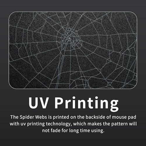 XVX Glass Mouse Pad for Gaming, Black Spider Webs Hard Gaming Mousepad, Professional Large Mouse Mat 16.2" x 12.2", Special Glass Surface with Improved Precision and Speed - color: Black(Spider Webs)