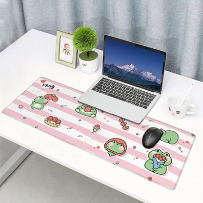 Cute Frog Mouse Pad XL Large Mousepad Non Slip Rubber Base Desk Mat for Laptop Computer Gaming 31.5" X 12" - color: Cute Frog