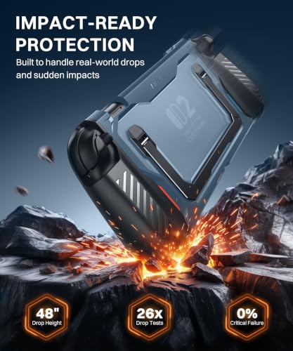 GolbinBox Hard Shell Case for Nintendo Switch 2 with Kickstand, Blue | Magnetic split design, aluminum stand, military-grade protection, detachable Joy-Con covers, for travel and commuting - color: Blue