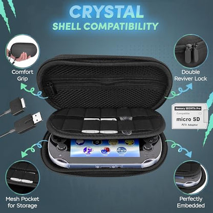 Skywin 4 in 1 Kit for PS Vita 2000 Slim, PS Vita Case - 1 Pack | Case with Front & Back Protector, Adapter Charger Cable & Micro SD Card - size: 4-in-1 Kit