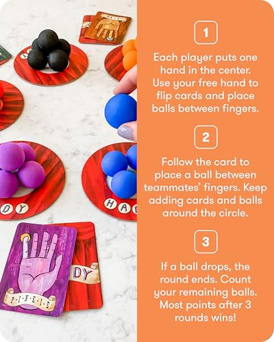 SimplyFun Handy - Family Game for Kids and Adults Ages 8+ - Fine Motor Skills Game with Soft Balls and Cards - Classroom, Party, or Family Game Night Fun - style: Handy