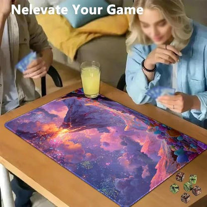 MTG Playmat 24x14 Inch | Optional Game Zone Layout | Non-Slip Rubber Base | Stitched Edges | Includes Free Storage Bag | for TCG, Board Games, and Desk Use(Candlume,Without Zone) - color: Candlume, style: Without zone