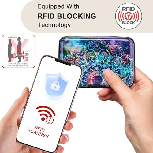 ELFISH Mini RFID Aluminum Wallet Credit Cards Holder Business Card Case Metal ID Case for Men Women (Acolorful) - color: Acolorful