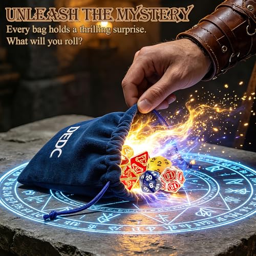 DEDC 24 PCS DND Dice Set, 3 Mystery Bags for Dice Goblins and RPG Games | DND Dice Set DND Gifts for Dungeons and Dragons DMs, 1 in 10 Legendary Dice with Random Polyhedral Dice - size: 3 Pack