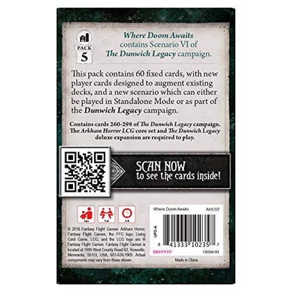 Arkham Horror The Card Game Where Doom Awaits MYTHOS PACK | Horror Game | Mystery Game| Cooperative Card Game| Ages 14+ | 1-2 Players| Average Playtime 1-2 Hours | Made by Fantasy Flight Games, Green