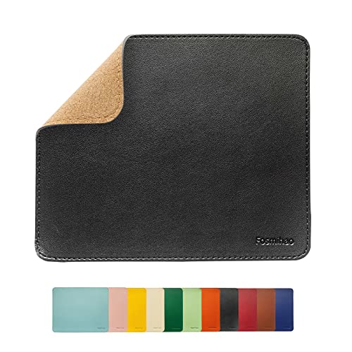 Leather Mouse Pad - Wood Mouse Pad, Double Side Mouse Pad with Stitched Edge, Waterproof Ultra Thin Mouse Pad for Computers, Laptop, Office & Home, 10.2 x 8.3 Inch, 1 Pack (Black) - color: Black