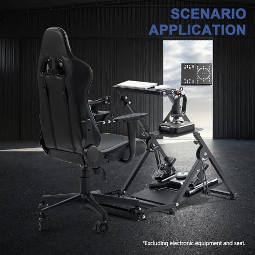 Anman Foldable Flight Simulation Cockpit 3.0 with Fixed Slot Fit for Logitech/Thrustmaster/Hotas Warthog/Fanatec,Electronics Adjustable Fight Sim Mount Pedals, Steering Wheel Not Included