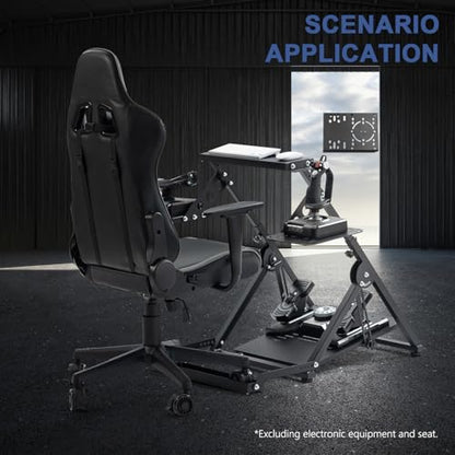 Anman Foldable Flight Simulation Cockpit 3.0 with Fixed Slot Fit for Logitech/Thrustmaster/Hotas Warthog/Fanatec,Electronics Adjustable Fight Sim Mount Pedals, Steering Wheel Not Included