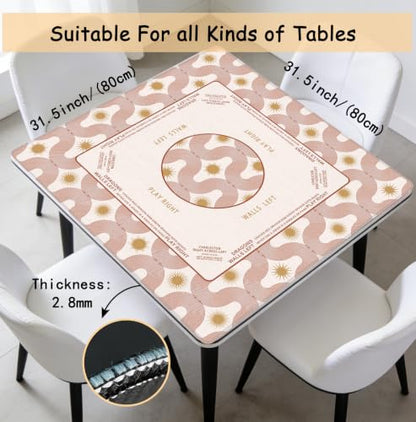 Boho Sun Mahjong Mat 31.5 x 31.5 Inch, Beige Modern Abstract Art Mosaic Sun Geometric Non-Slip Noise Reduction Mahjong Table Mat for American Mah Jong Poker Card Board Games Dominoes - color: Boho Sun