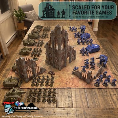 Gothic Sector Terrain Set: 28mm Scale Buildings & Scatter Terrain for 2000-Point Competitive 40k Games (Imperial Library) - style: Imperial Library