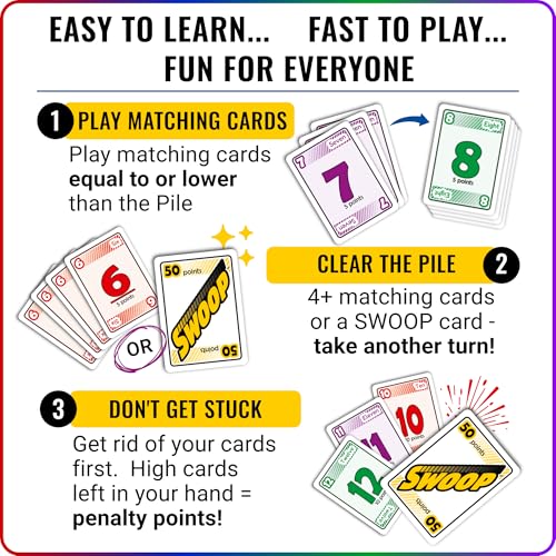 SWOOP Card Game | Family Strategy Party Game | Ages 7+ | 3–8 Players | Fast-paced strategy card game for 3–8 players. Easy to learn, quick to play, and perfect for family game nights.