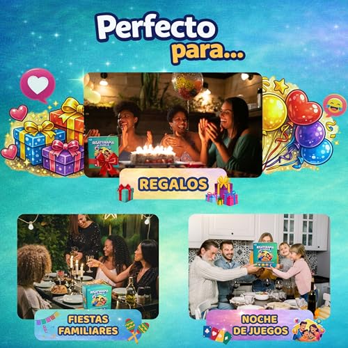 Risaterapia en Familia - Juego de Mesa Familiar en Español, 200 Cartas, 5 Categorías para Reír y Conectar. Spanish Games for Family 13+. Perfecto Como juegos familiares Divertidos.