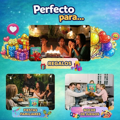 Risaterapia en Familia - Juego de Mesa Familiar en Español, 200 Cartas, 5 Categorías para Reír y Conectar. Spanish Games for Family 13+. Perfecto Como juegos familiares Divertidos.