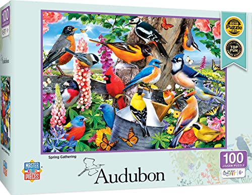 MasterPieces 100 Piece Jigsaw Puzzle for Kids - Audubon Spring Gathering-14"x19" - style: Audubon