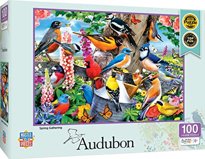MasterPieces 100 Piece Jigsaw Puzzle for Kids - Audubon Spring Gathering-14"x19" - style: Audubon