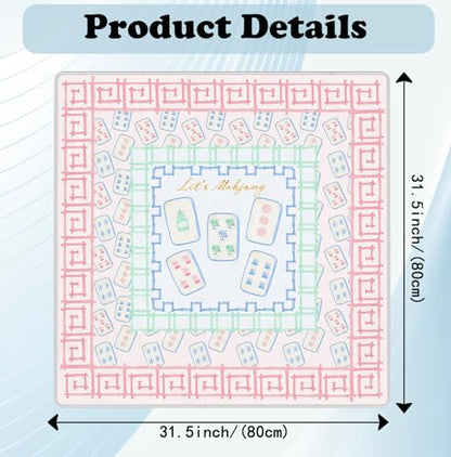 Blue Pink Chinoiserie Mahjong Mat 31.5" x 31.5", Grandmillennial Pastel Non-Slip Noise Reduction Mahjong Table Cover Accessories and Supplies for Dominoes Poker Card Board and Tile Games Gifts - color: Blue Pink Chinoiserie Mahjong Mat