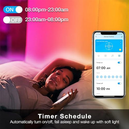 DAYBETTER 100 ft Smart WiFi Led Lights, Led Strip Lights Compatible with Alexa and Google Assistant, App Remote Control RGB Strip Lighting for Bedroom Room Decor, 50 ft *2 - size: 100FT