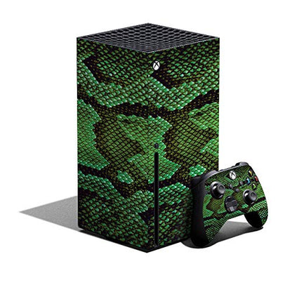 MightySkins Skin Compatible with Xbox Series X Bundle - Green Serpent | Protective, Durable, and Unique Vinyl Decal wrap Cover | Easy to Apply, Remove, and Change Styles | Made in The USA - color: Green Serpent