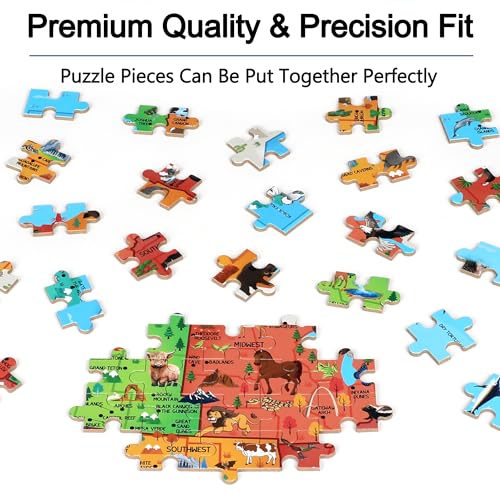 LELEMON Puzzles for Kids Ages 4-6,Animal Map 100 Piece Puzzles for Kids Ages 4-8 in a Metal Box, Educational Jigsaw Puzzles 100 Piece Puzzle Games Puzzle Toys for Girls and Boys - color: Animal Map