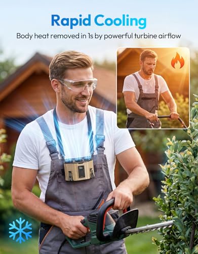 Portable Waist Fan with 3 Turbo Fans, 12000mAh Rechargeable Wearable Belt Fan, Shirt Fan Strong Airflow Fast Cooling, Hands Free Clip Fan for Outdoor Jobsite Construction Farm, Khaki - color: Brown