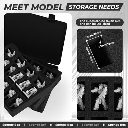 Madcat Miniature Storage Carrying Figure Case - 32 Slot Figurine Minature Carrying Case with 2 Foam Layer for Miniatures Compatible with 40k, DND & More (black) - color: black