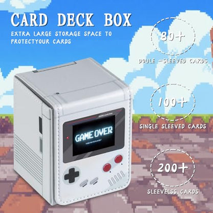 Card Deck Box Fits for YGO MTG,100+ Card Storage Box Trading Games PU Leather Storage Premium Deck Case (Game White) - color: Game White