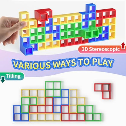 Ziogogco 48Pcs Balance Stacking Blocks Game, Gift for Kids Ages 3-14 | Gets kids thinking. Includes 22 cards and a travel storage bag. Great for birthdays, Christmas, and stocking stuffers