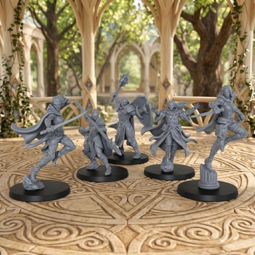 Unpainted 28mm DND Miniatures Tabletop RPG Game - Fantasy Adventurer AS1019 | 5pc Set Human Miniatures Tabletop Gaming, TTRPG Role Playing DND Minis RPG Accessory