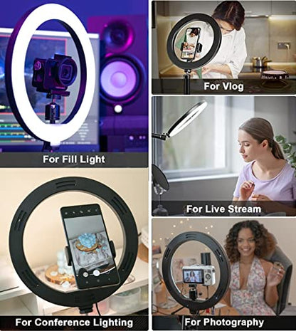 Webcam Light, Ring Light for Logitech Webcam C920,C922x,C930e,Brio 4K,C925e,MX Brio 4K,StreamCam,Brio 500,C615 1/4'' Screw Hole- 10'' Light (Without Tripod and Stand)