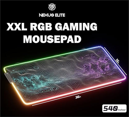 RGB Gaming Mouse Pad Large Extended Desk Mat 35.4x15.7in XXL XXXL Mousepad LED Light Up Keyboard Mat PC Gamer Desk Pad Gaming Accessories Extra Big Mouse Mat for Desk - Phantom Protocol - color: Phantom Protocol