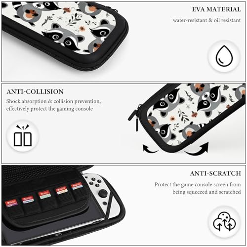 Game Carrying Bag Compatible with Nintendo Switch, Cute Raccoon Portable Game Pouch with 15 Games Cartridges Protective Hard Shell Case - color: Color(91)