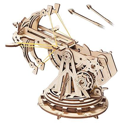 ROKR 3D Wooden Puzzles for Adults, DIY Wooden Ballista Launcher Toys Building Model Kits STEM Projects Toys for Adult