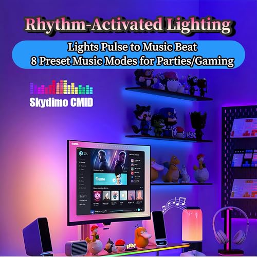 RGB Monitor Backlight with Screen Sync for 32 Inch Screens, Dual USB Powered LED Ambient Lighting Kit, Music Rhythm & Dynamic Modes, Immersive Bias Lighting for Home Office Gaming (4 Sides - 32 inch) - size: 4 Sides - 32 inch